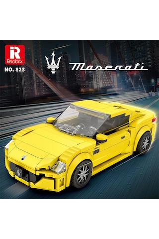 Reobrix Technic 823 1/24 Granturismo Maserati Sarı Spor Araba Yaratıcı Yapı Blok Seti Building Blocks - 384 Parça