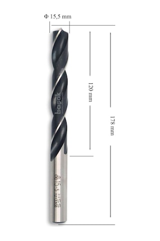 MTE 15,5 mm Taşlanmış Metal Matkap Ucu HSS DIN 338