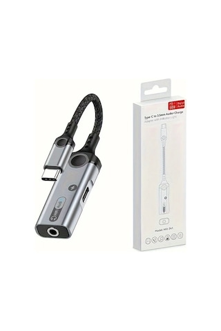 Boatshop1 Siyah Gri Type C Den 3 5mm Kulaklik Sarj İkisi Bir Arada Donusturucu Dac Cip Pd 60w Hizli Sarj Ses Kalitesi