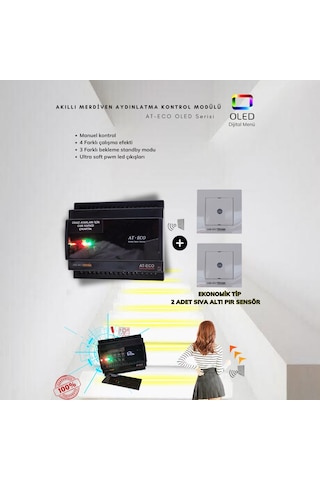 Akıllı Merdiven At-eco Oled Serisi 16 Kanal Modül + 2 Adet Pır