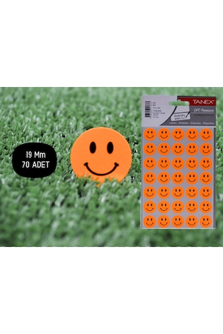 Tanex Tnx-328 Flo Daire Turuncu Gülen Etiketi 19 MM 70 Adet