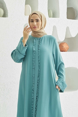 Neways 6607-fırfırlı Krep Ferace Mint Yeşili Mint Yeşili