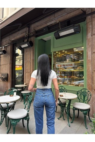 WeShaya Kadın Ekru Bisiklet Yaka Kısa Kollu Viskon Badi Tişört Ekru