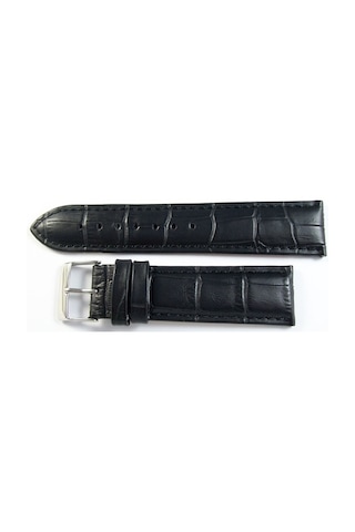 Cobra Deri Saat Kordonu 22Mm Xl Uzun Siyah Saat Kayışı Kroko