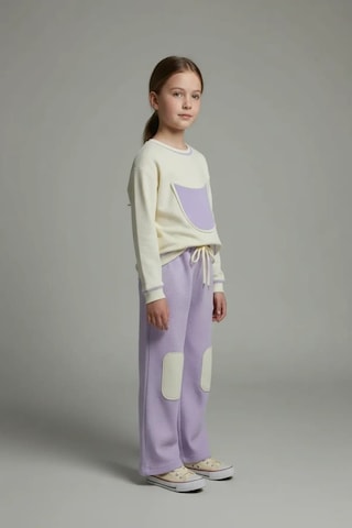 Aden Kids Unisex Çocuk %100 Pamuk Alt Üst Takım Beyaz - Lila