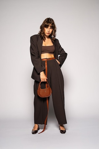 Kadın Kahverengi Basene Oturan Oversize Blazer Kahverengi