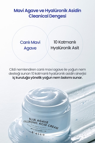 Hyalüronik Asit İçerikli Yoğun Nemlendirici Jel Krem T Else Blue Agave Hyaluronic Acid Cream