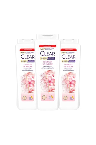 Clear Women Kepeğe Karşı Etkili Şampuan Yumuşak Ve Parlak 600 Ml X3