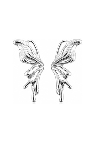 Cm Jewelry Kelebek Detaylı Gümüş Renk Çelik Küpe