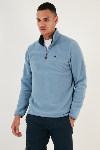 Buratti Slim Fit Anti-Pilling Tüylenme Yapmayan Bato Yaka Kışlık Şardonlu Erkek Polar 5906001 Açık Mavi