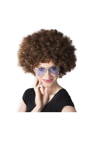 Kahve Renk Kıvırcık Afro Bonus Peruk Lisinya