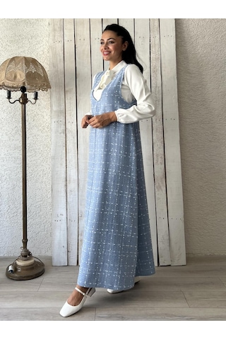Bebe Mavisi Tüvit A-kesim Jile Elbise