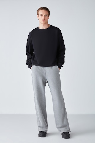 Grımelange Stephan Erkek Yumuşacık Kışlık Kumaşlı 3 Iplik Organik Pamuk Örme Oversize Siyah Sweatshirt