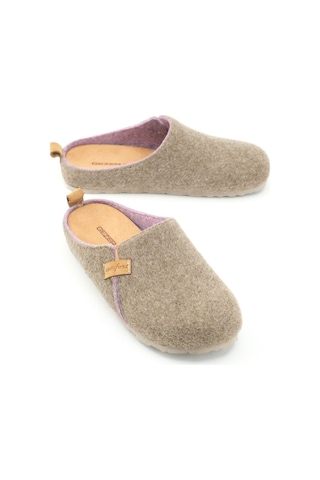 Gezer Kışlık Keçe Comfort Taban Kadın Ev Bahçe Terlik Bej