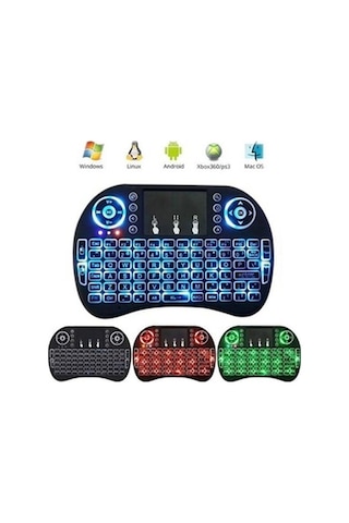 Tv Box Ps3 Uyumlu Kablosuz Dokunmatik Işıklı Şarjlı Mini Klavye