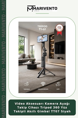 Video Aksesuarı Kamera Ayağı Takip Cihazı Tripod 360 Yüz Takipli Akıllı Gimbal Tt07 Siyah