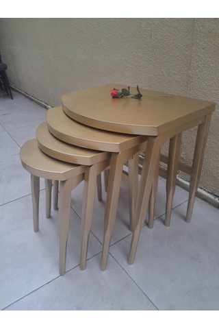 Zigon Ilgz 90552 D Model Klasik Sehpa Ahşap Kayın Retro Ayak Kaplama Parlak Gold Sarı