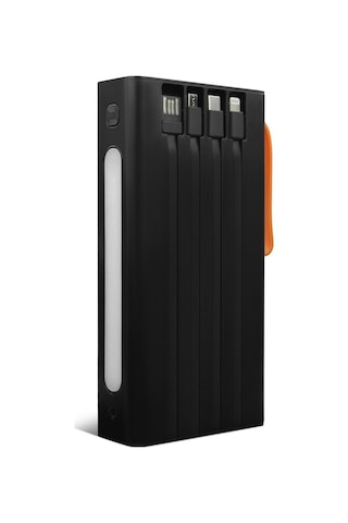 Powerway 30.000 Mah Pd 22.5w Dahili Kablolu Hızlı Şarj Fener Gerçek 30.000 Mah Qc30s Siyah Powerbank