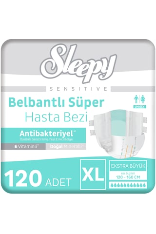 Sleepy Sensitive Antibakteriyel Süper Yetişkin Hasta Bezi Xlarge 30x4 120 Adet XL