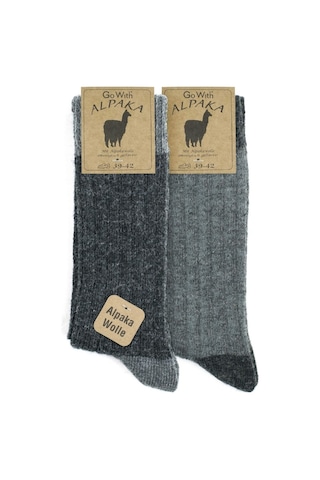 Gowith 2'li Alpaka Doğal Yünlü Kalın Kışlık Çorap 3096 Antrasit-Gri Antrasit