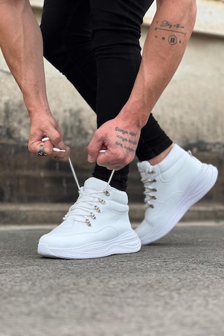 Wagoon Wg035 Beyaz Yüksek Taban Yarım Bilek Bot