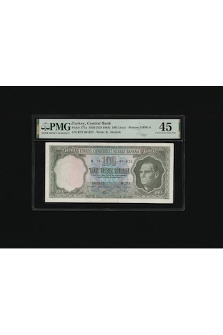 Pmg 45 100 Tl Yüz Türk Lirası 1964 P 177a S/n B73 001822 Ççt