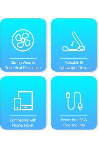 Moveevo Beyaz Cep Telefonu Ve Tablet Soğutucu Ayak, Ayarlanabilir Fanlı Stant, Düşük Gürültü, Geniş Uyumluluk