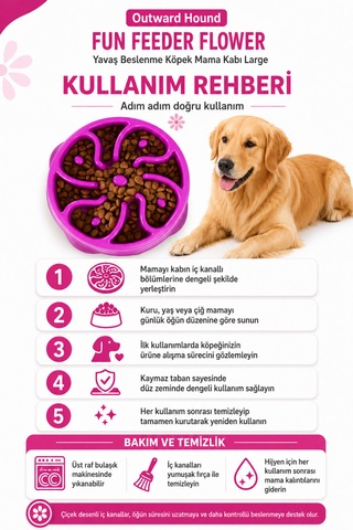 Outward Hound Fun Feeder Flower Yavaş Beslenme Köpek Mama Kabı Large