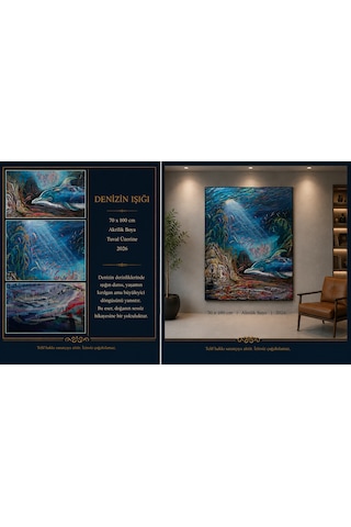 Talha Mecitoğlu - Deniz Altı Ekspresif Akrilik Tablo 70x100 Cm El Yapımı