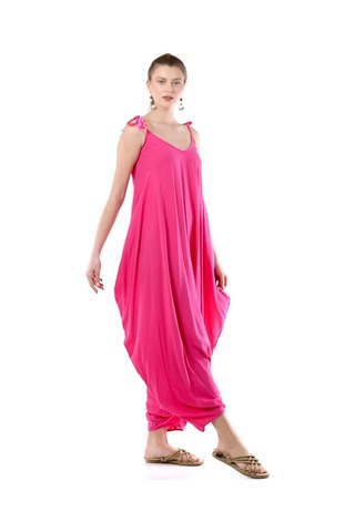Kadın Eyes Ayarlanabilir Omuz Askılı Oversize Tulum Pembe