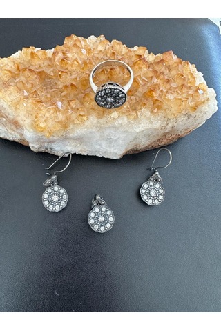 Aysesa Otantik Zirkon Taşlı Elmas Görünümlü Kadın Gümüş Set