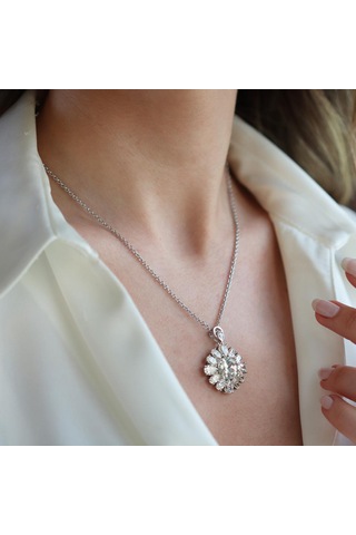 Okyanusun Kalbi Sky Diamond Gümüş Kolye Gümüş