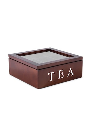 Mufunye Ahşap 9 Bölmeli Çay Saklama Kutusu - Cam Kapaklı, Çay Severler İçin Şık Ve Pratik Dekor Diğer