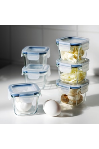 Cam Saklama Kabı Seti, Cam, 180 Ml, 3'lü Set, Kare