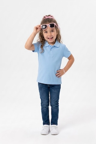 Nacar Store Unisex Çocuk Polo Yaka Kısa Kollu Lakost Tişört Okula Dönüş Bebk Mavi