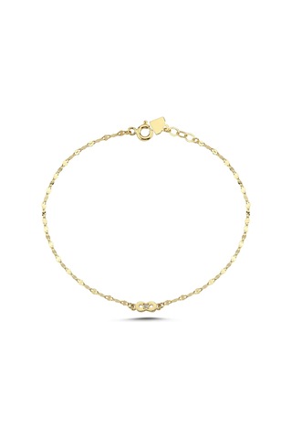 Pırlant Taşlı Sonsuzluk Boomerang Altın Bileklik