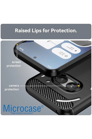 Microcase Nothingphone 2a Plus İle Uyumlu Brushed Carbon Fiber Silikon Kılıf - Siyah Al3332