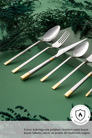 Emsan Elegance Duru Gold 84 Parça Lüks Kutulu Çatal Kaşık Bıçak Takımı