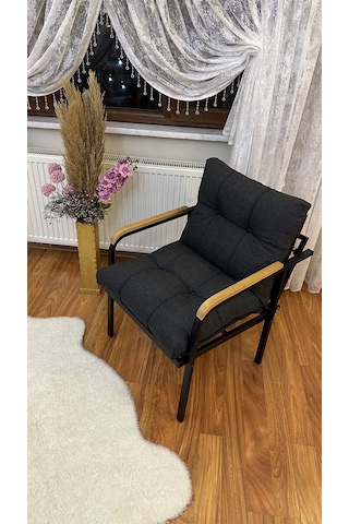 Modern Style Home Modern Avcılar Balkon, Bahçe, Cafe - Metal Kanepe Koltuk Takımı Tekli Antrasit Modernk042 Antrasit