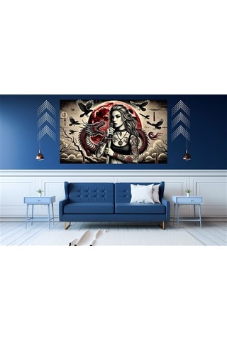 Ti-play Suikastçi Kadın Samuray Mezarlık 60x90cm Modern Pvc Çerçevesiz Tablo