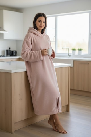 Serona Wellsoft Peluş Kapüşonlu Uzun Panço Yumuşak Dokulu Giyilebilir Tv Battaniyesi Pudra S/m Pudra