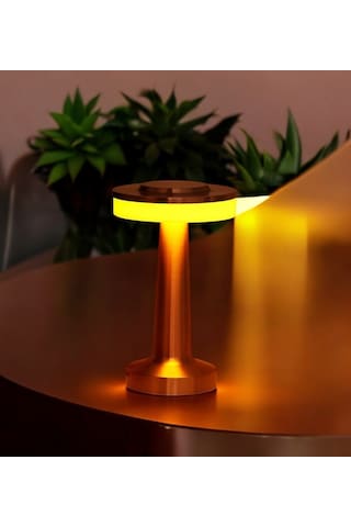 Retro Şarjlı Dekoratif Dokunmatik Metal Masa Lambası 3 Renk Mod Dim Edilebilir Bej