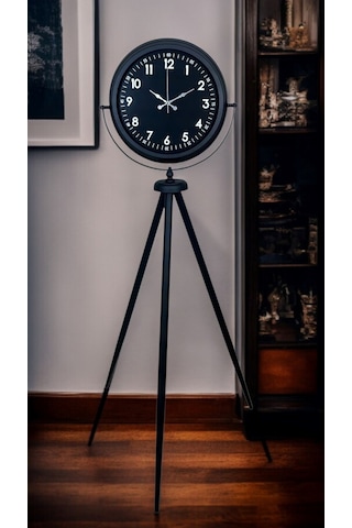 Royal Black Tripod Ayaklı Modern Tasarım Saat Siyah