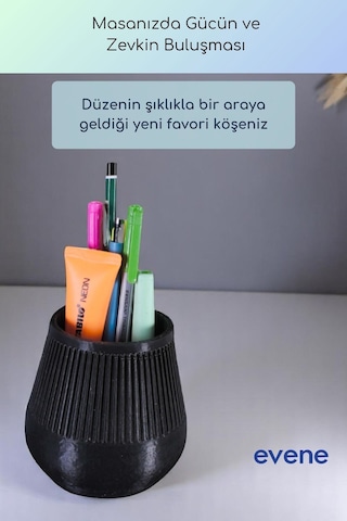 Kalemlik Masa Kalemliği Organizer Kalemlik Siyah Renk Model 88 Çok Renkli