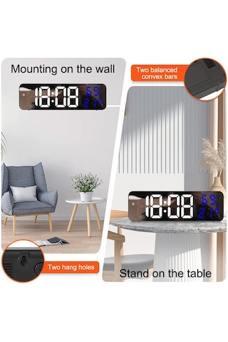 Valkyrie Nem Ölçer Dereceli Led Duvar Ve Masa Alarm Saati Lacivert