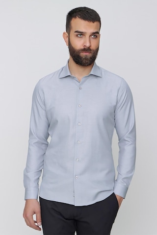 Efor Slim Fit Pamuk Saten Klasik Gri Gömlek Gk 604 Gri