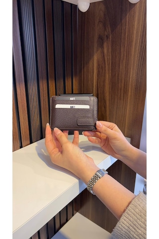 Mft Leather Hakiki Deri Mıknatıslı Kartlık Mona 1103 Kahverengi