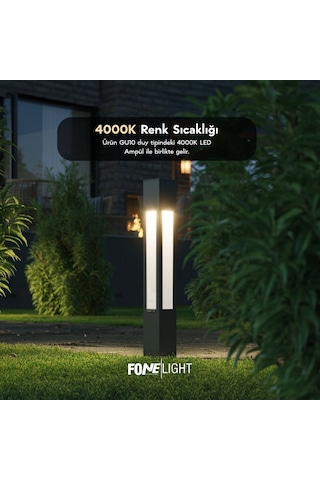 FoneLight Luxera 75 cm LED Bahçe Aydınlatma Direği Antrasit Alüminyum IP65 Peyzaj Yürüyüş Yolu Lambası 3000K