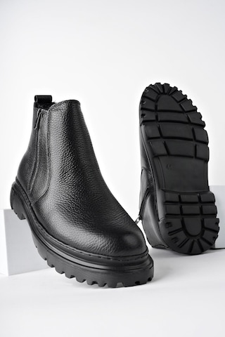 Muggo İcardi Garantili Hakiki Deri Fermuarlı İçi Kürklü Eva Taban Erkek Kışlık Bot 001