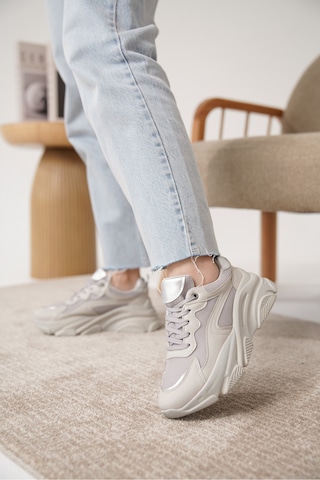 D383 Günlük Ortopedik Kadın Sneaker Spor Ayakkabı Gri